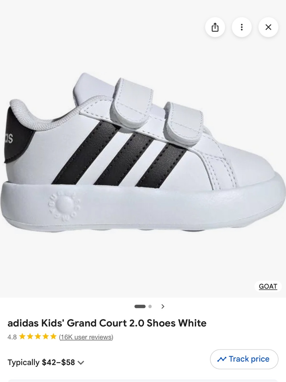 adidas | Kids' Grand Court 2.0 Shoes - White/Black